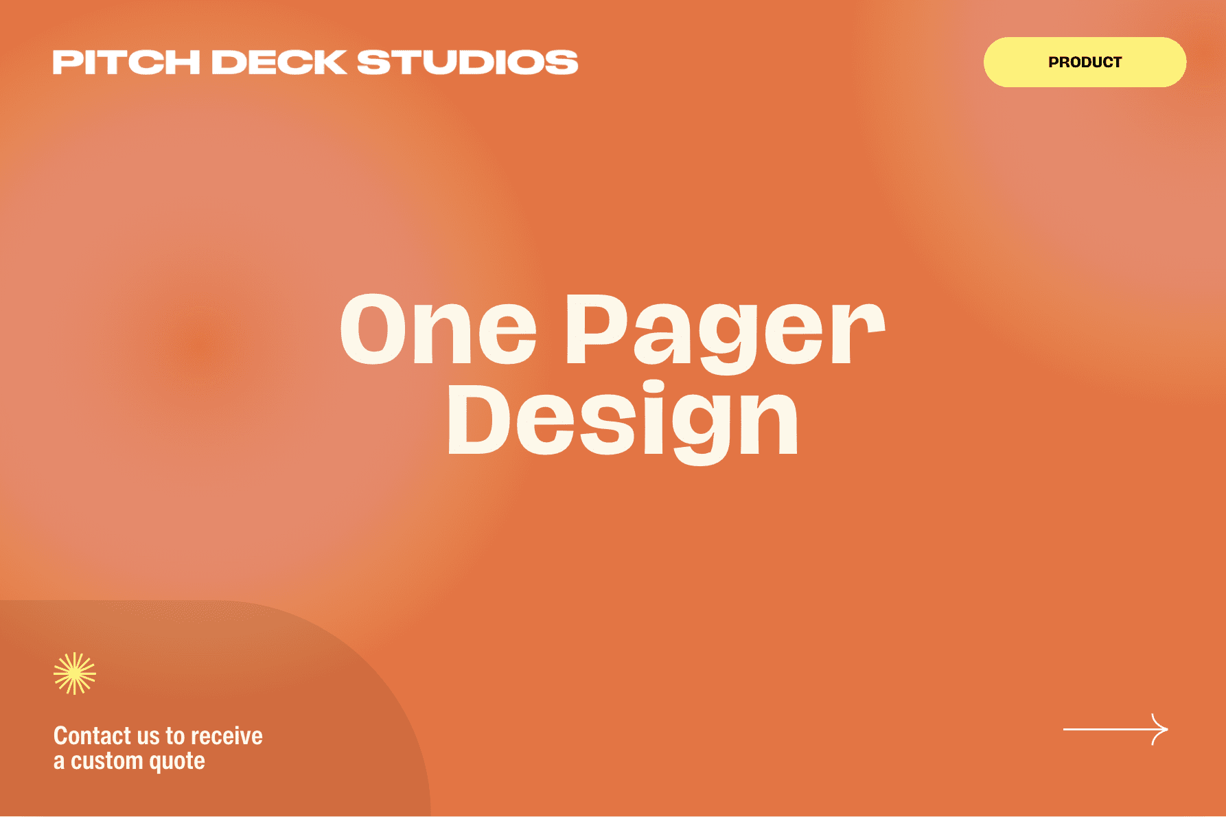 Pitch Deck Studios Presentation Design one pager